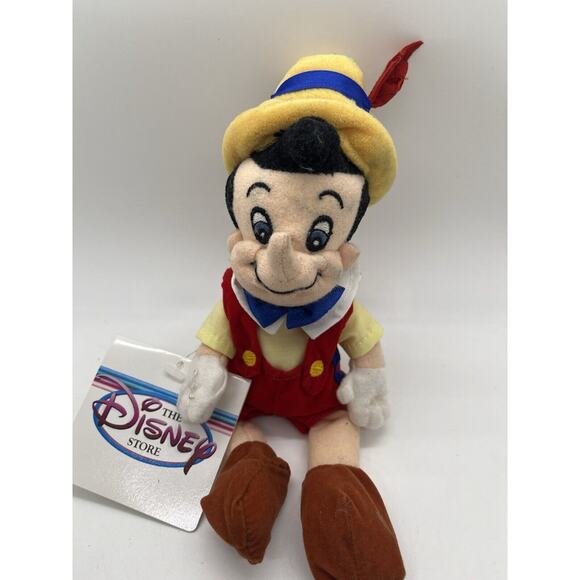 The Disney Store Mini Bean Bag 9" Pinocchio The Boy Bean Plush Toy Tag - Picture 5 of 7